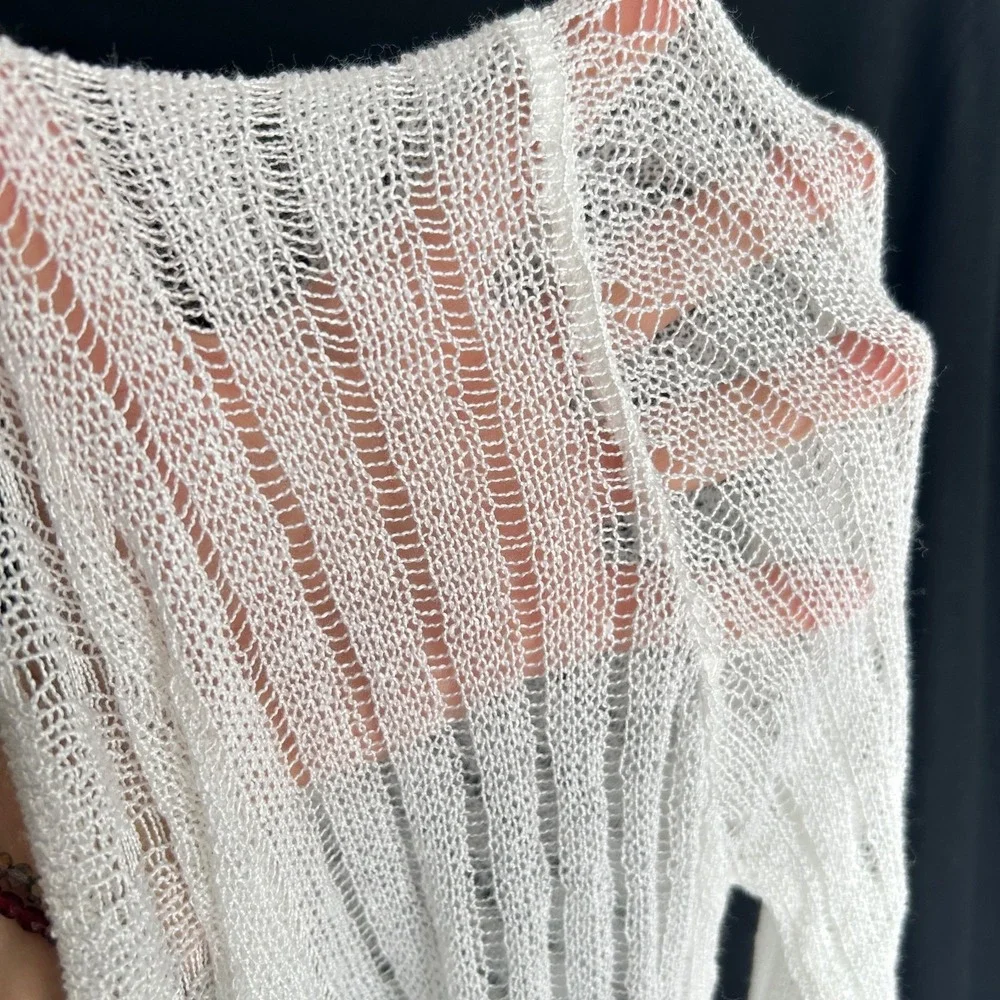Pretty Little Thing Mesh Ribbed Knit Sheer Y2k Stretchy Sweater Womens XL NWT - Picture 2 of 11